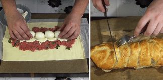 Что получится, если соединить тесто, мясной фарш и вареные яйца? Получится чудо-пирог!