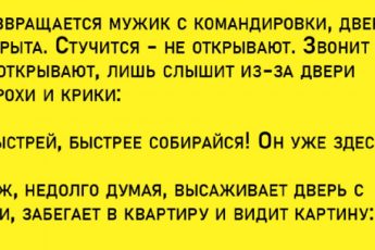 Два анекдота о возвращении из командировки